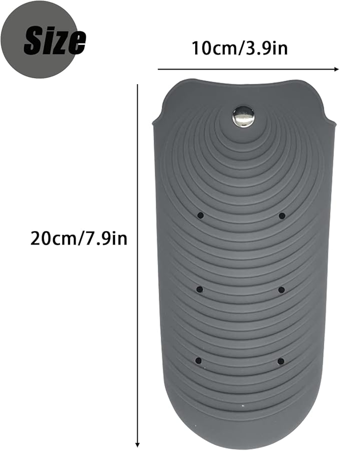 Heat Resistant Silicone Mat Pouch for Hair Styling Tools, Curling and Flat Irons Non-Slip Travel Cover, Small Portable Straightener Pad for Curler Wands Storage, Hot Waver (Dark Gray)