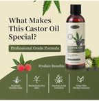 Organic Castor Oil for Hair Growth, 100% Pure Natural Premium Grade Castor Oil Cold Pressed, Hexane-Free, Eyelash & Eyebrow Enhancement, Skin Moisturizing, 7.04 Fl Oz for Lashes Hair Face Body
