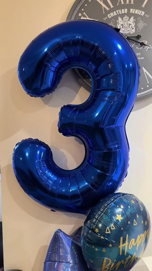 9 Balloon - Night Blue Birthday Number Balloons, 40 Inch Party Decorations | - Image 7