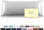 Silk Body Pillowcase Mulberry Silk Pillow Cases with Zipper Soft Breathable Smooth Cooling 20x54 inches Pillowcase for Sleep (Silver Grey,20"X 54",1Pcs)