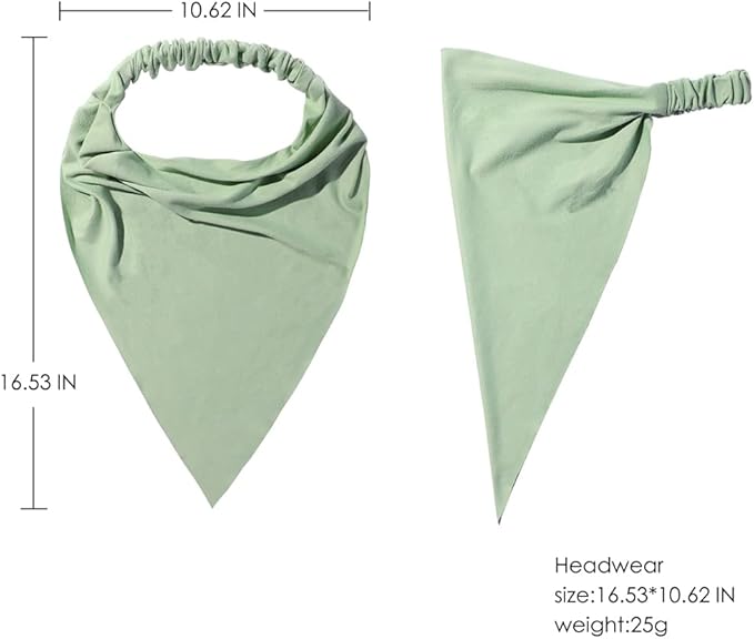 6 Pack Hair Scarf Headband for Women Elastic Bandana Head Scarf Large Boho Triangle Kerchief with Clips Non Slip Scarves