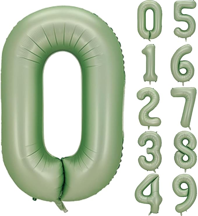 Number 0 Balloon, 40-Inch Sage Green Number Balloon | 40-inch foil balloon by GifloonOfficial
