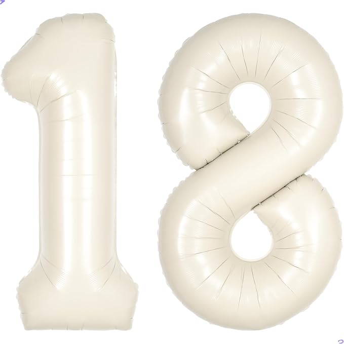Cream White Number 18 81 Balloon by Unknown
