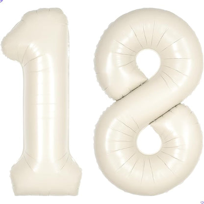 Cream White Number 18 81 Balloon by Unknown