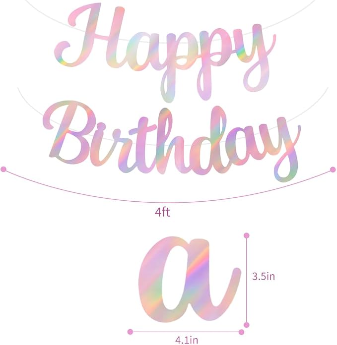 BEISHIDA Double-Sided Rainbow Pink Happy Birthday Banner - Image 3