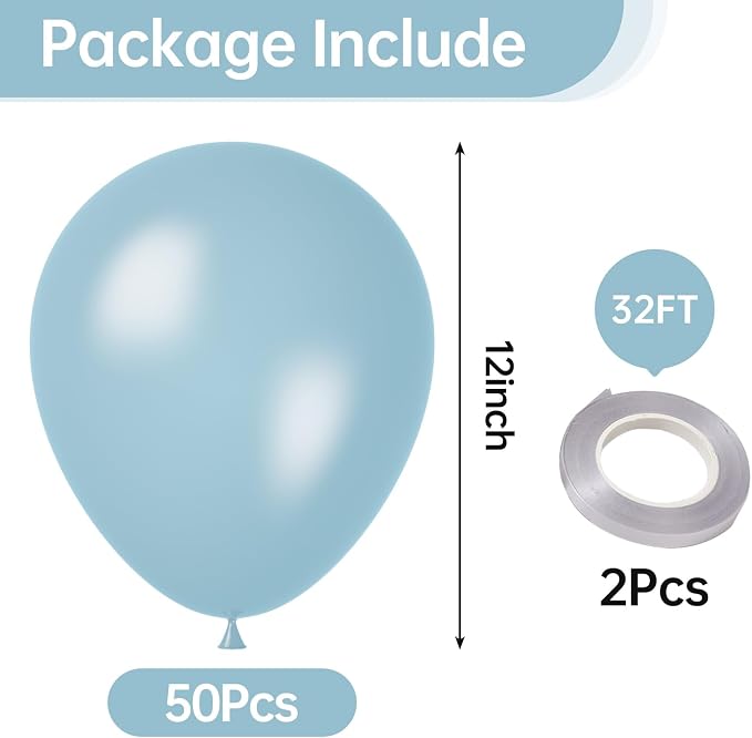 12 Inch Pearl Light Blue Balloons, Baby Shower, Graduate Party Decorations - Image 2