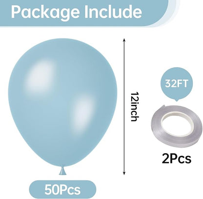 12 Inch Pearl Light Blue Balloons, Baby Shower, Graduate Party Decorations - Image 2