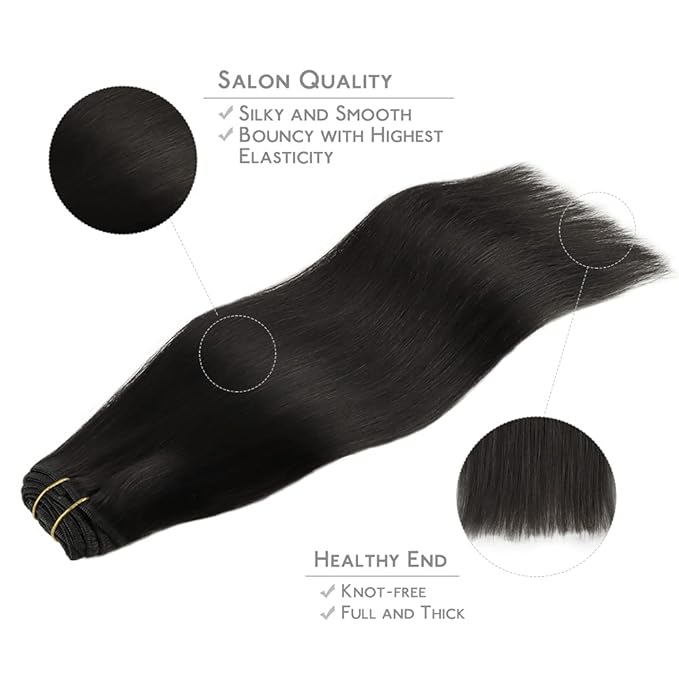 WENNALIFE Clip in Hair Extensions Real Human Hair, 150g 18inch 9pcs Natural Black Remy Hair Double Weft Extensiones De Cabello Humano Con Clip Ins