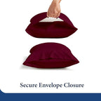 SKY BEDDINGS Queen Pillowcase Set of 2 - Soft Brushed Microfiber Pillow Cases with Envelope Clouser - Wrinkle-Free, Fade-Resistant Pillow Covers - 20 x 30 Inches, Burgundy