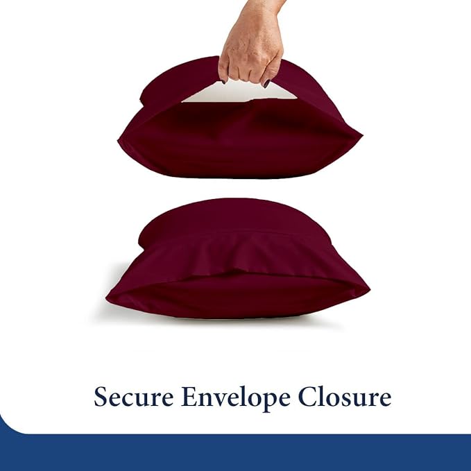 SKY BEDDINGS King Pillowcase Set of 2 - Soft Brushed Microfiber Pillow Cases with Envelope Clouser - Wrinkle-Free, Fade-Resistant Pillow Covers - 20 x 40 Inches, Burgundy
