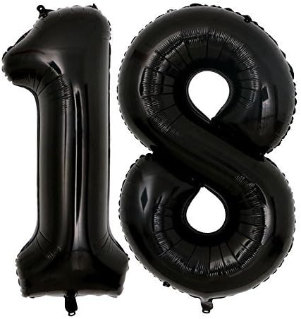 40inch Jumbo Black 18 Number Balloons by Unknown