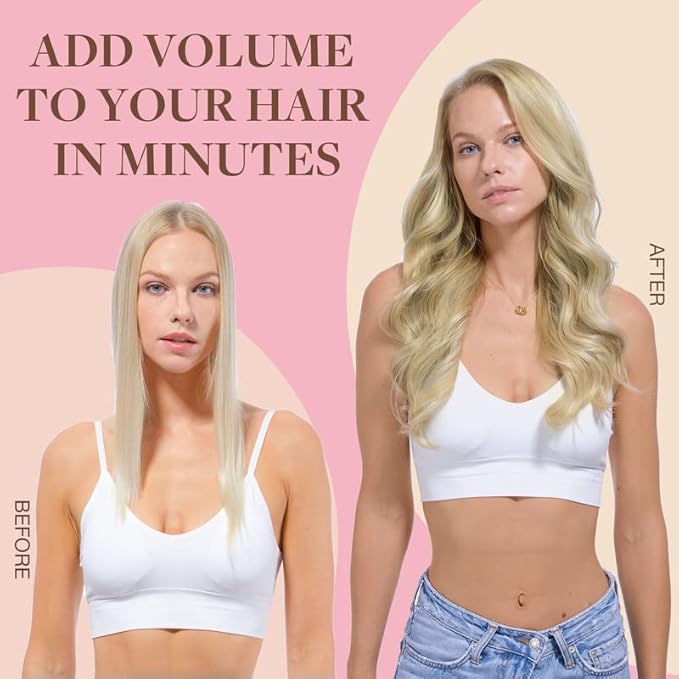 GOO GOO Clip in Hair Extensions Real Human Hair, Remy Human Hair Extensions Clip ins for Women, Natural Human Hair, 16inch 150g 9Pcs, 8A/22 Medium Brown Highlighted Golden Blonde