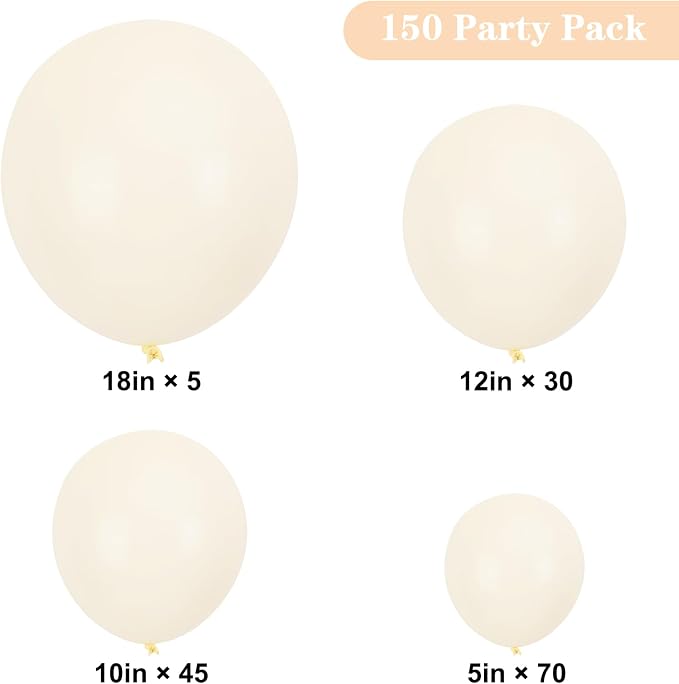 APLANET Ivory White Balloons Different Sizes 18 12 10 5 Inch - Image 2