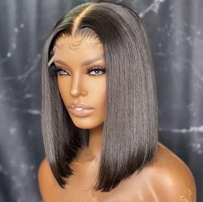 Bob Wig Human Hair Real 100% Human Hair 180% Density Wigs for Black Women 5x1 Bob Lace Closure Wigs Human Hair Natrural Black 16inch