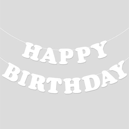 White Happy Birthday Banner Sign Birthday Backdrop Party Supplies by Adecortalk