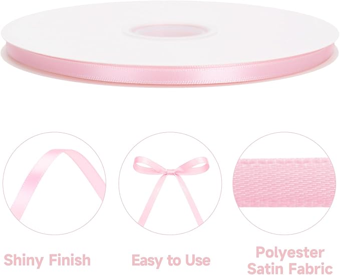 KINGLAKE Light Pink Satin Ribbon - Image 3