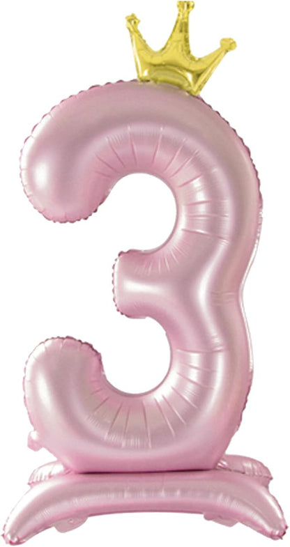 Crown Pink Number 3 Balloon by Tellpet