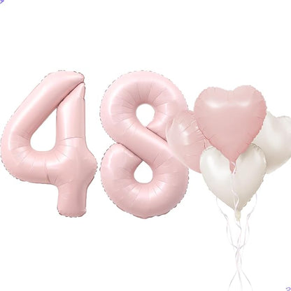Pink 48 Balloon Number Pastel Pink 48th Birthday Party Decorations by Unknown