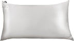 Dream Recovery Performance Silk Pillow Case with Zipper - 100% Silver Mulberry Silk Pillowcase for Hair and Skin - Naturally Cooling and Moisturizing - Standard Size - Bone