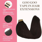 GOO GOO Tape in Hair Extensions Human Hair, 2 Dark Brown, 18inch 100g 40pcs, Skin Weft Seamless Invisible, Silky Straight with Thick Ends, Remy Human Hair