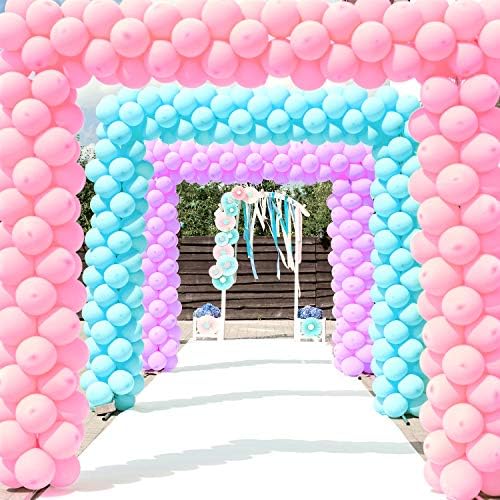 TecUnite 100 Pcs Pink Purple Blue Latex Balloons 13 Inch Colorful Round Balloons - Image 4