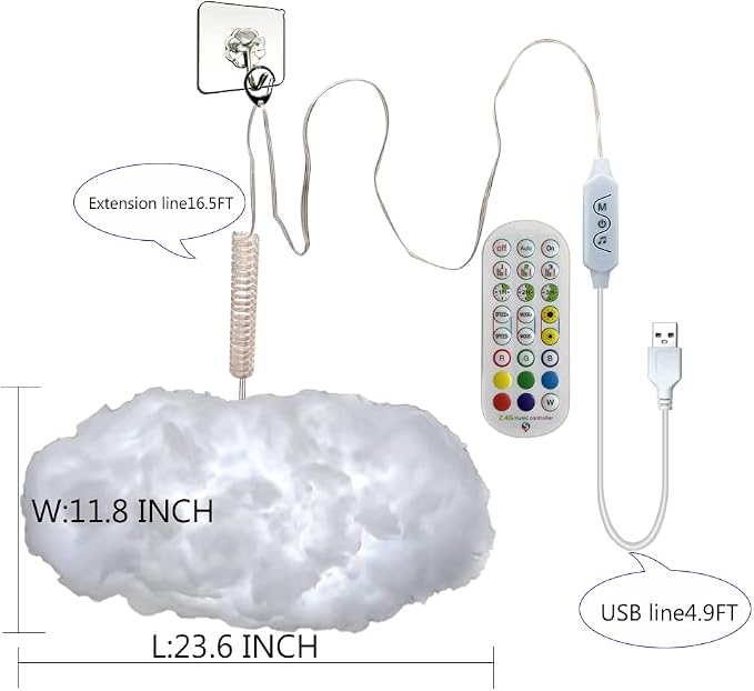 3D Big Cloud lightning Light Kit Music Sync Warm White Multicolor lightning - Image 5