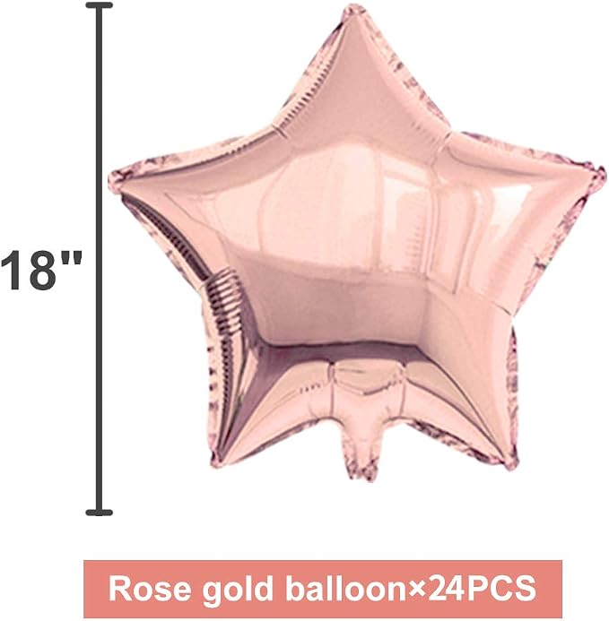 24 Pcs Rose Gold Star Shape Foil Mylar Balloon - Image 2