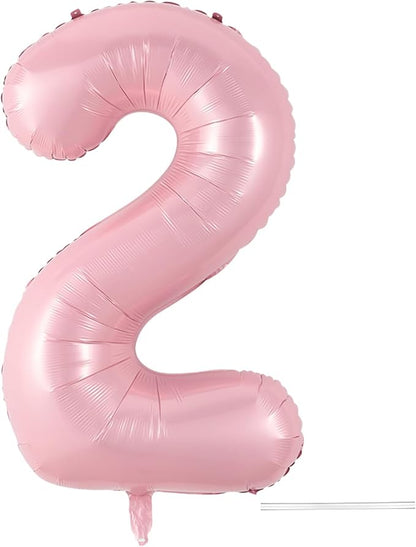 Light Pink 2 Balloon, 40 Inch Large Pastel Pink Foil Helium Number Balloons 0-9 by KYGNE