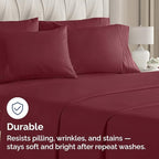 King Pillow Cases Set of 6 - Ultra Soft Hotel Quality Pillowcase Covers - Comfy & Wrinkle Free - Shrink, Stain & Fade Resistant - Easy-Care, Machine Washable Pillow Protectors - 6 Piece Set - Burgundy