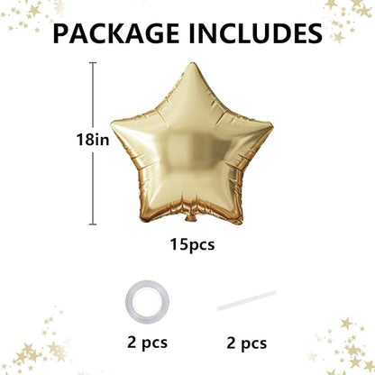 TONIFUL 15Pcs Star Shaped Balloons 18Inch Large Champagne Gold Foil Balloon | - Image 2