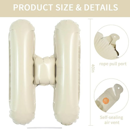 TONIFUL 40 Inch Large Cream White Letter H Balloons Giant Alphabet Letter - Image 2