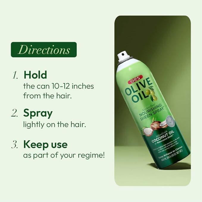 ORS Olive Oil Nourishing Sheen Spray infused with Coconut Oil 10 ounces (Pack of 2)