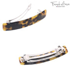 French Amie Oblong Handmade 3.5" Celluloid No Slip Hair Clip Barrette for Women, Made in France (Tokyo Shell)