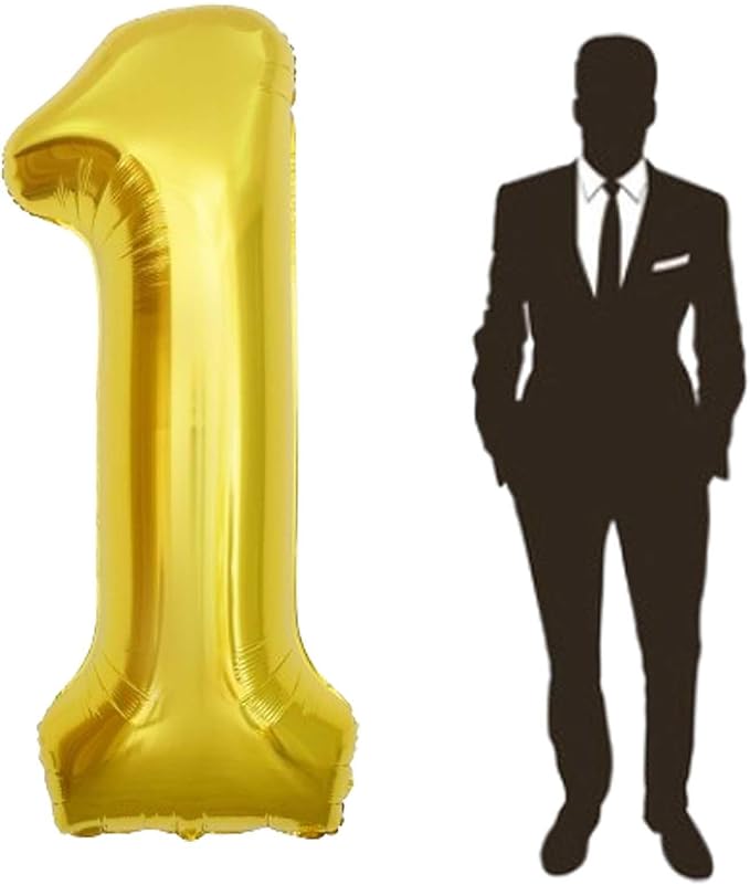 65 Inch Giant gold Foil Number Balloon, Old Children's Birthday Party Helium by Yimenbloon
