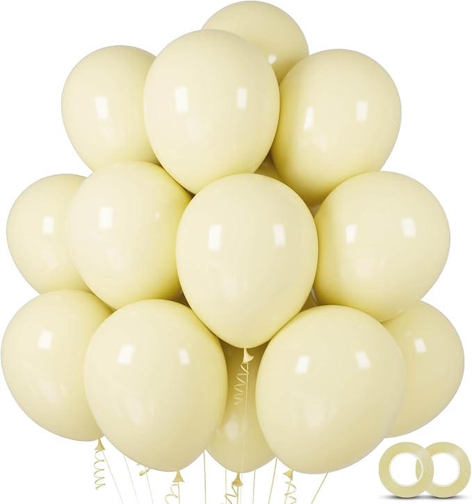 100pcs Pastel Yellow Latex Balloons 12 inch | Light Yellow Round, Helium by ASIYUHY