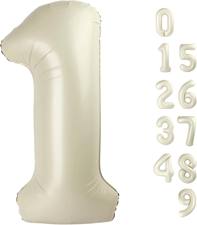 1 Balloon Number 40 Inch Cream Balloons by Mluchee
