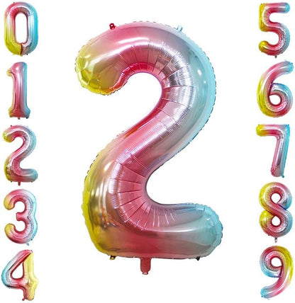 Rainbow Foil Balloons Number 2, Huge Number Balloons by GOER