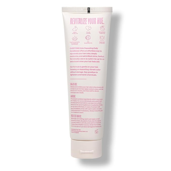 Overtone Daily Color Depositing Conditioner, Pastel Pink, 4.5oz, Hydrating, Damage-Free Temporary Hair Color for All Hair Types with Shea Butter & Coconut Oil, Vegan & Cruelty-Free