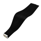 Full Shine 18Inch Black Virgin Tape in Hair Extensions Remy Tape in Human Hair Extensions Color 1 Black 25 Gram Seamless Unprocessed Skin Weft 10Pcs for Women
