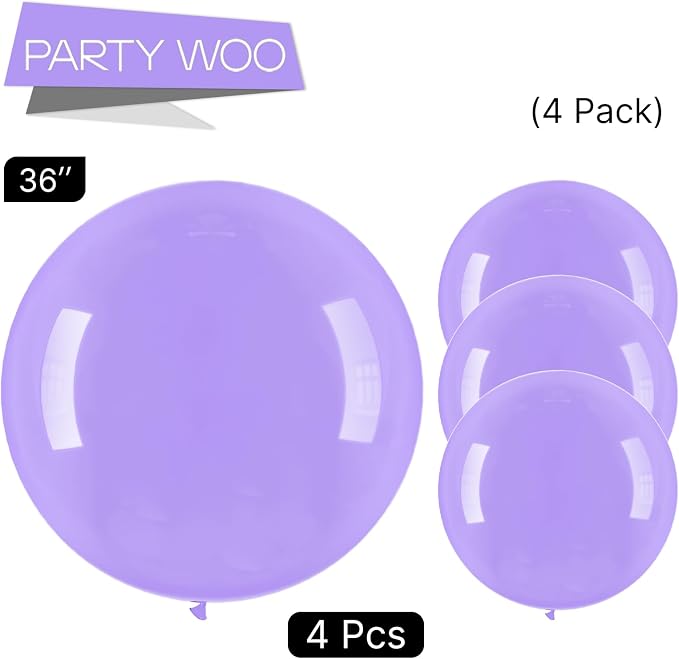 PartyWoo Lavender Balloons 4pcs Light Pastel Purple Lilac Purple Color | 36 - Image 3