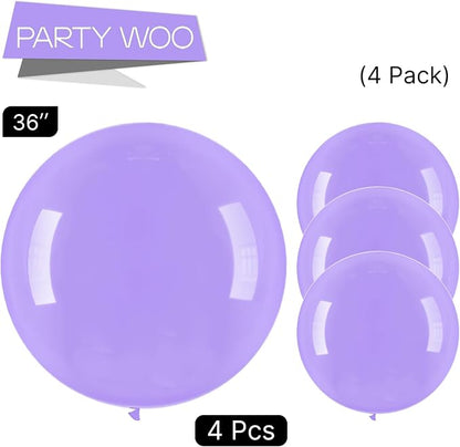 PartyWoo Lavender Balloons 4pcs Light Pastel Purple Lilac Purple Color | 36 - Image 3