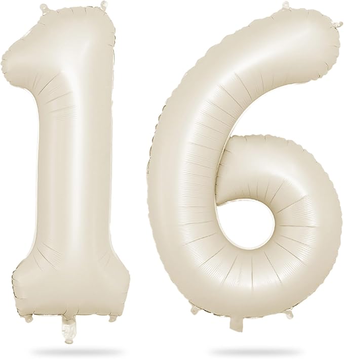 Biapian 40 Inch Cream Number 16 Balloon, 16th Birthday Balloons, Big Digital 16 by BIAPIAN