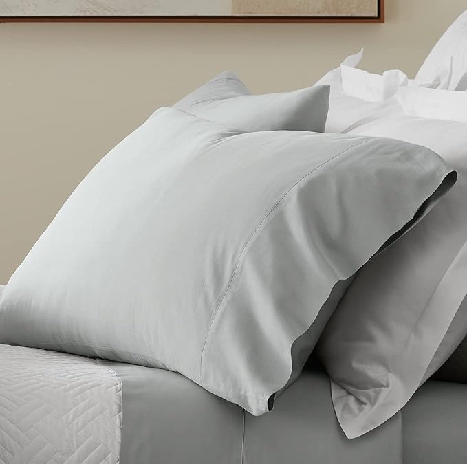 Boll & Branch Signature Hemmed Pillowcase Set - King, Shore - Luxury 100% Organic Cotton - Buttery Soft and Breathable - Softer with Every Wash - 2 Pillowcases Included