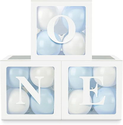 Baby Boy First Birthday Party Decorations 'ONE' Letters Individual Three White by HDLJD