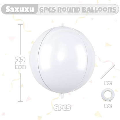 22 Inch White Foil Balloons, Large Metallic White Round Balloons, Sphere Ball - Image 2