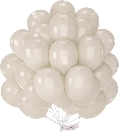 PartyWoo Pearl Sand Balloons 50pcs White Beige Cream Ivory Color | Balloons by PartyWoo