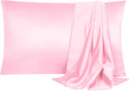 uxcell 2 Pack Silk Satin Pillowcase for Hair and Skin, Cool, Silky, Soft Breathable Pillow Cases Standard Size 20x26 Inch Sateen Pillowcase Lilac with Envelope Closure