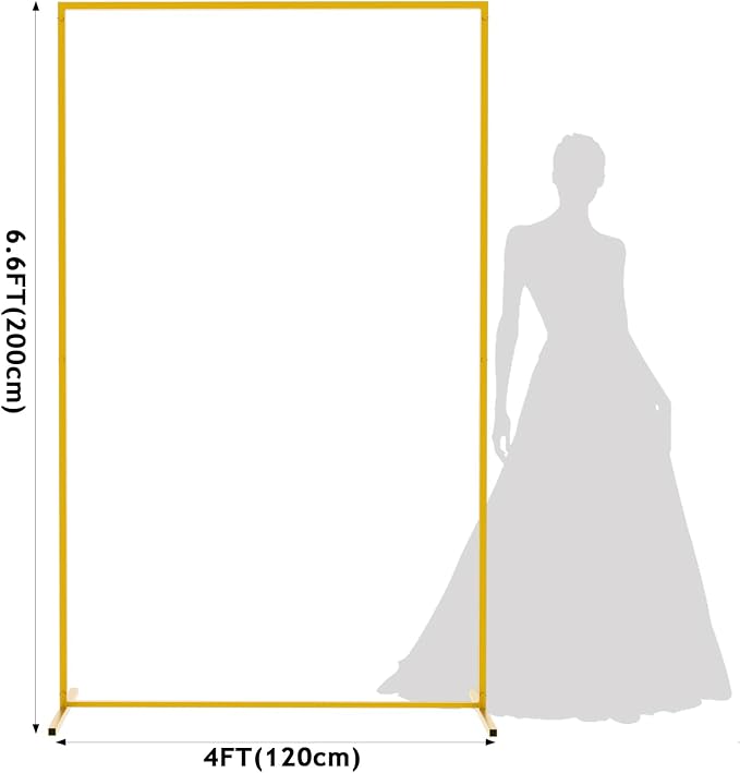 Asee'm 6.6FTx4FT Gold Wedding Arch Backdrop Stand Square Metal | Rectangular - Image 2
