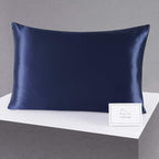 ALASKA BEAR Silk Pillowcase Envelope Closure, 22 Momme 100 Percent Mulberry Silk Pillow Slip Foldover Design, Washable and NO Zipper, Queen(1, Navy)