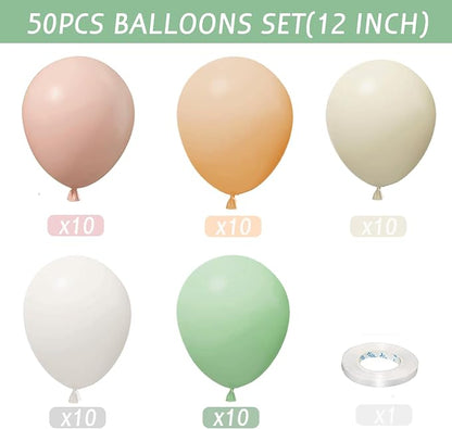 Sage Green and Pink Balloons 50 Pcs 12 Inch | Boho Baby Shower Wedding Bridal - Image 2